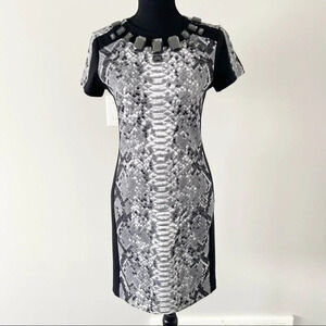 Michael Kors  Snakeskin Jewelry Accents Bodycon Dress